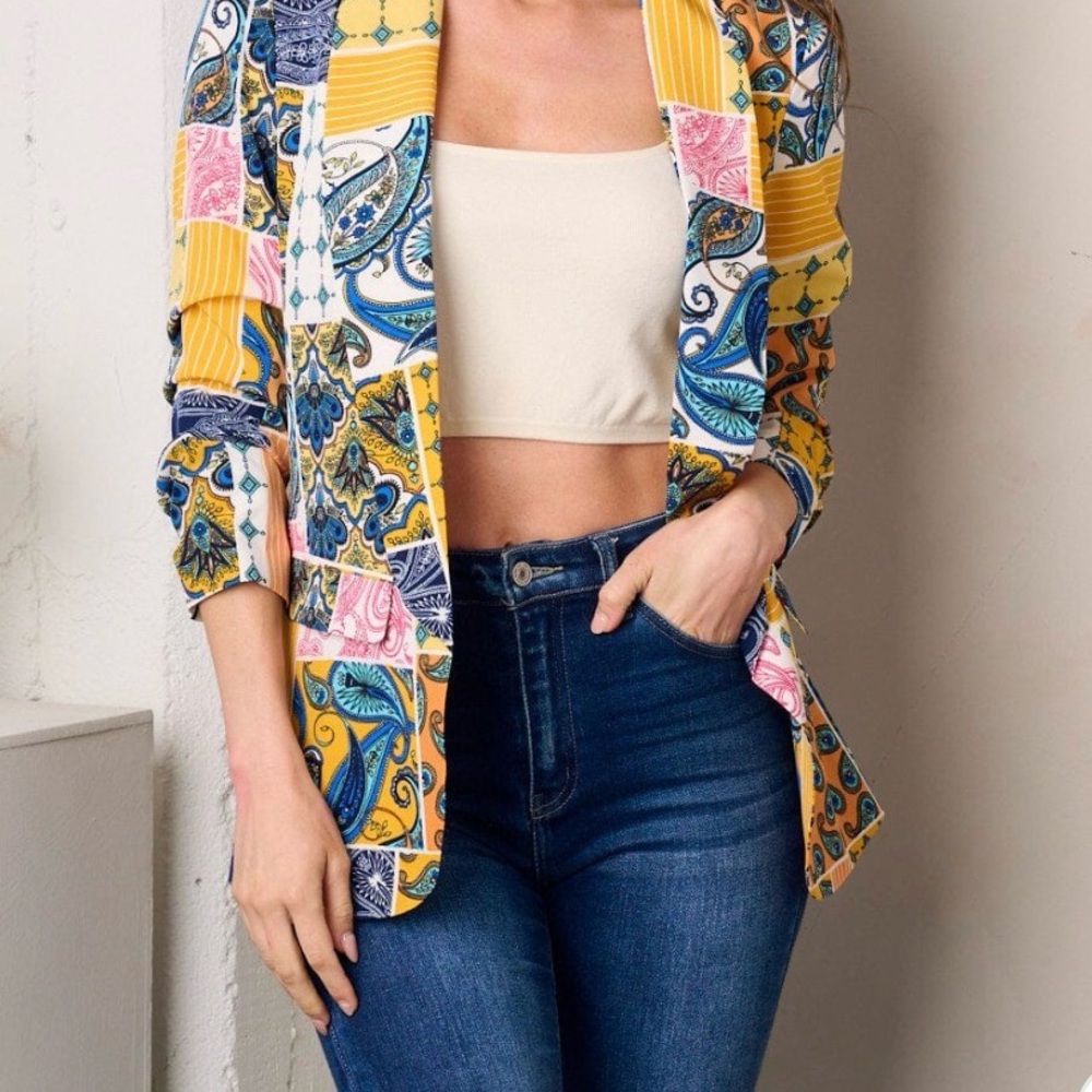 WOMEN'S 3/4 SLEEVE OPEN
FRONT MULTI PRINT
BLAZER - Picture 3 of 3